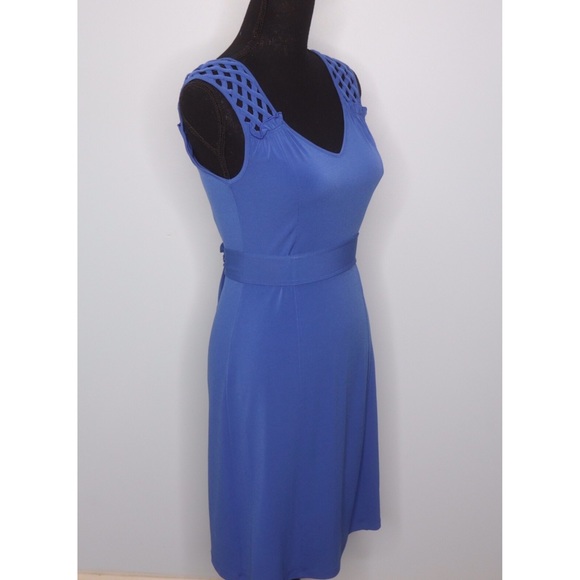 Sleeveless Blue Banana Republic Fit & Flare Dress - Picture 4 of 7